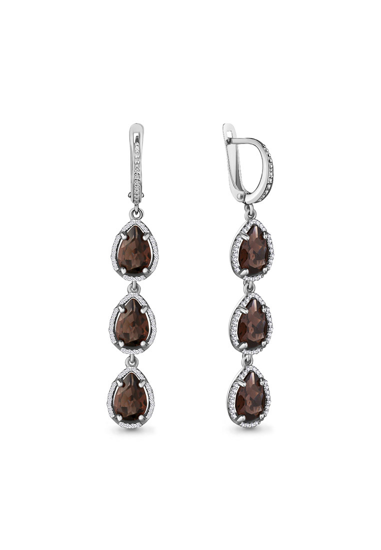 

Серьги подвески из серебра с раухтопазом Kari Jewelry 4428901А.5, 4428901А.5