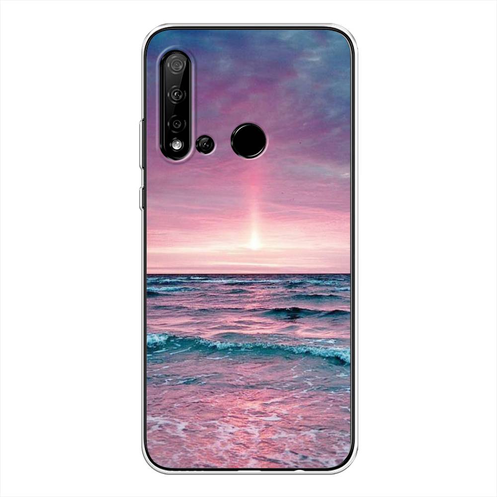 

Чехол на Huawei P20 Lite 2019 "Восход 3", Розовый;голубой, 69750-2