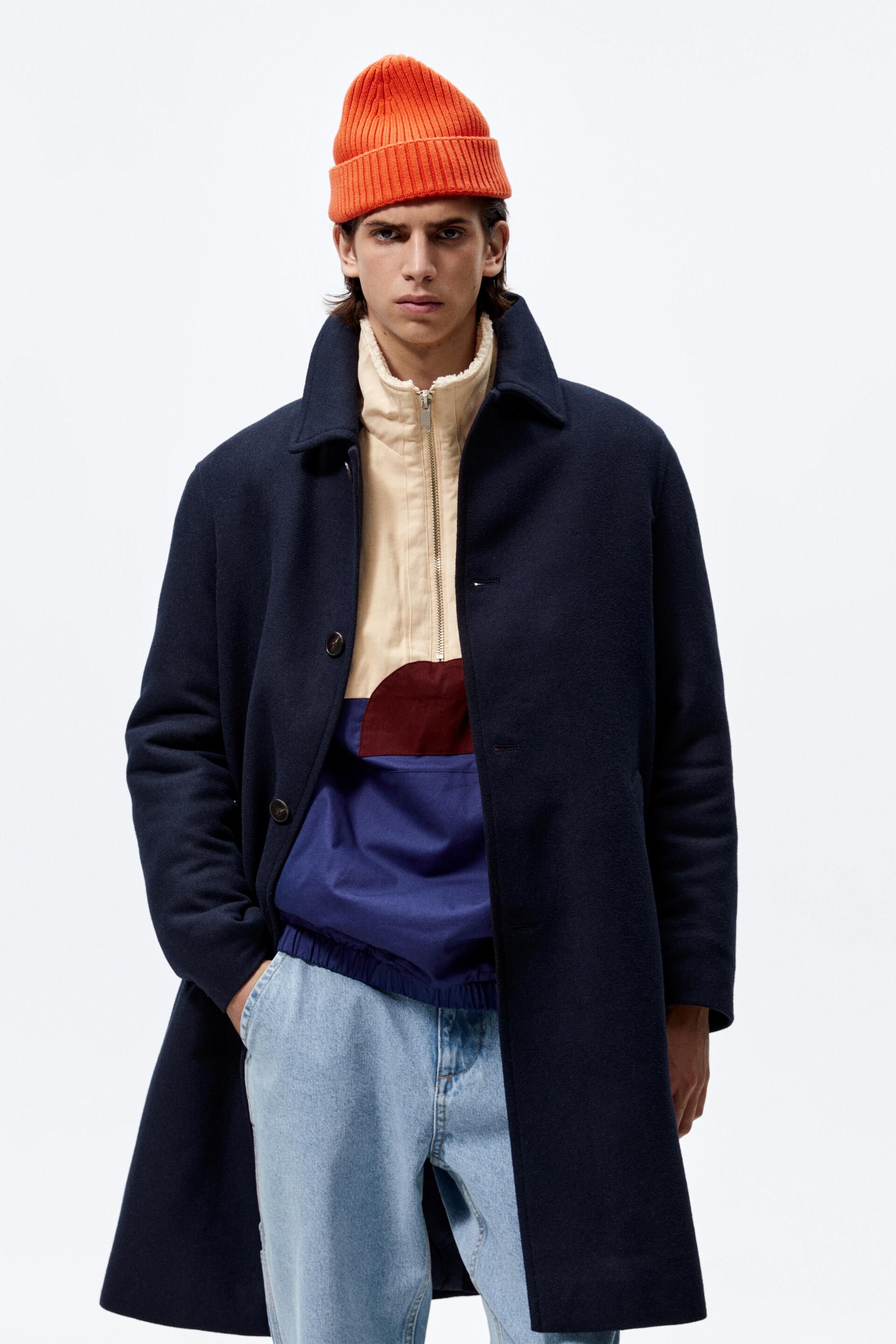 

Пальто мужское ZARA 02675401 синее L, Синий, 02675401