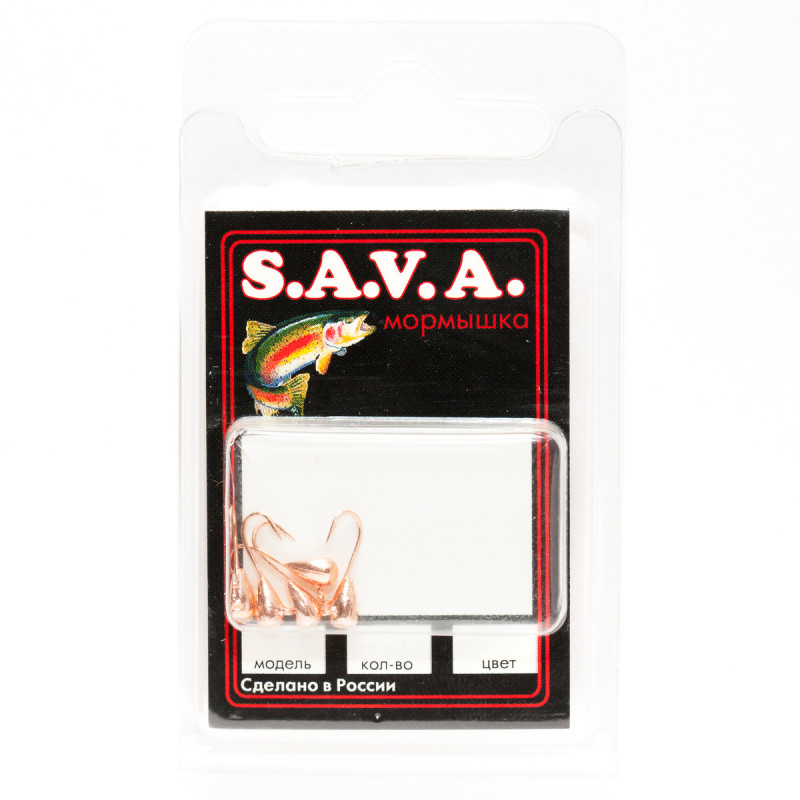 

Мормышка S.A.V.A Капля с ушком и фосфором, медь, 3 мм, Розовый;золотистый
