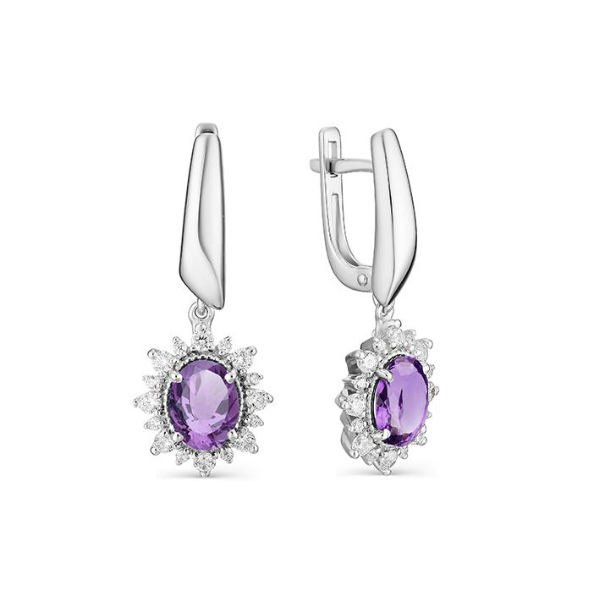 

Серьги из серебра с фианитом, аметистом АЛЬКОР 02-1167_00АМ-00, 02-1167_00АМ-00