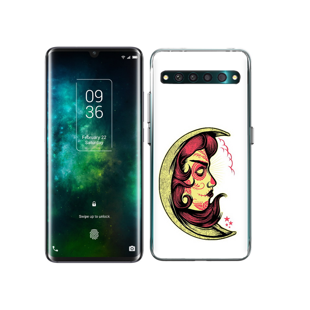 

Чехол MyPads Tocco для TCL 10 Pro желтый полумесяц с лицом девушки, Прозрачный, Tocco