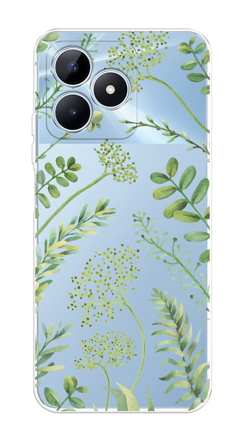 

Чехол на Realme C60 "Green Leaves", Зеленый;прозрачный, 2516550-1
