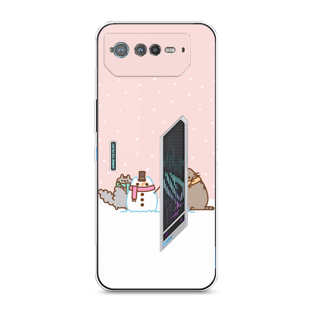 

Чехол для Asus ROG Phone 6 "Котики в снегу", Розовый;белый;серый, 44650-5