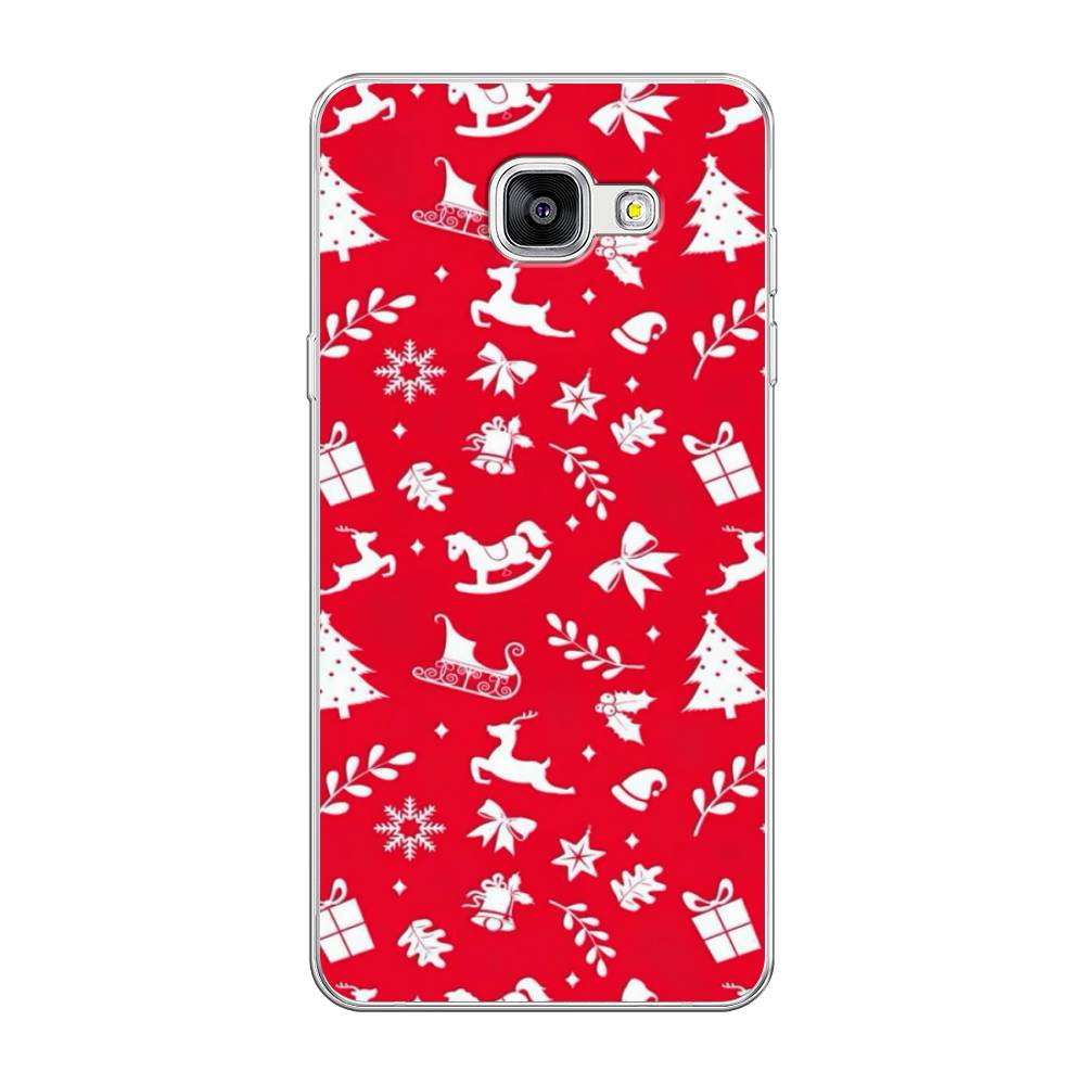 

Чехол на Samsung Galaxy A5 2016 "Красный новогодний фон", Красный;белый, 20550-5