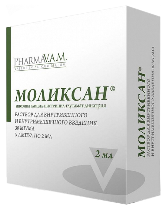 Моликсан раствор для в/в и в/м 30 мг/мл ампулы 2 мл 5 шт.
