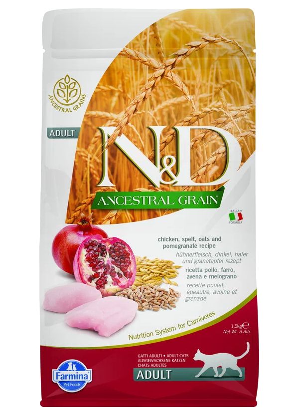 

FARMINA FARMINA CAT N&D ANCESTRAL GRAIN CHICKEN & POMEGRANATE низкозерновой для взрослых к