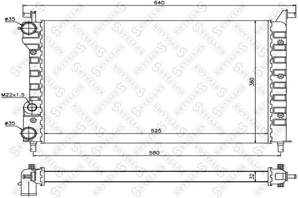 

10-25735-SX радиатор системы охлаждения Fiat Palio 1.0-1.6i 97>