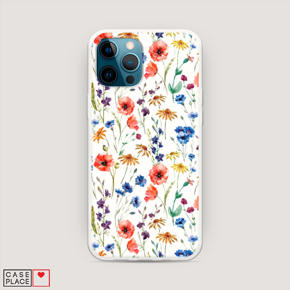 

Матовый силиконовый чехол "Маки и васильки фон" на Apple iPhone 12 Pro, 12857-1