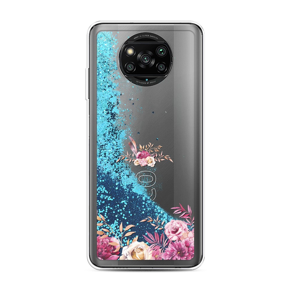 

Жидкий чехол с блестками "Нежные розовые цветы" на Xiaomi Poco X3 Pro, 310693-1