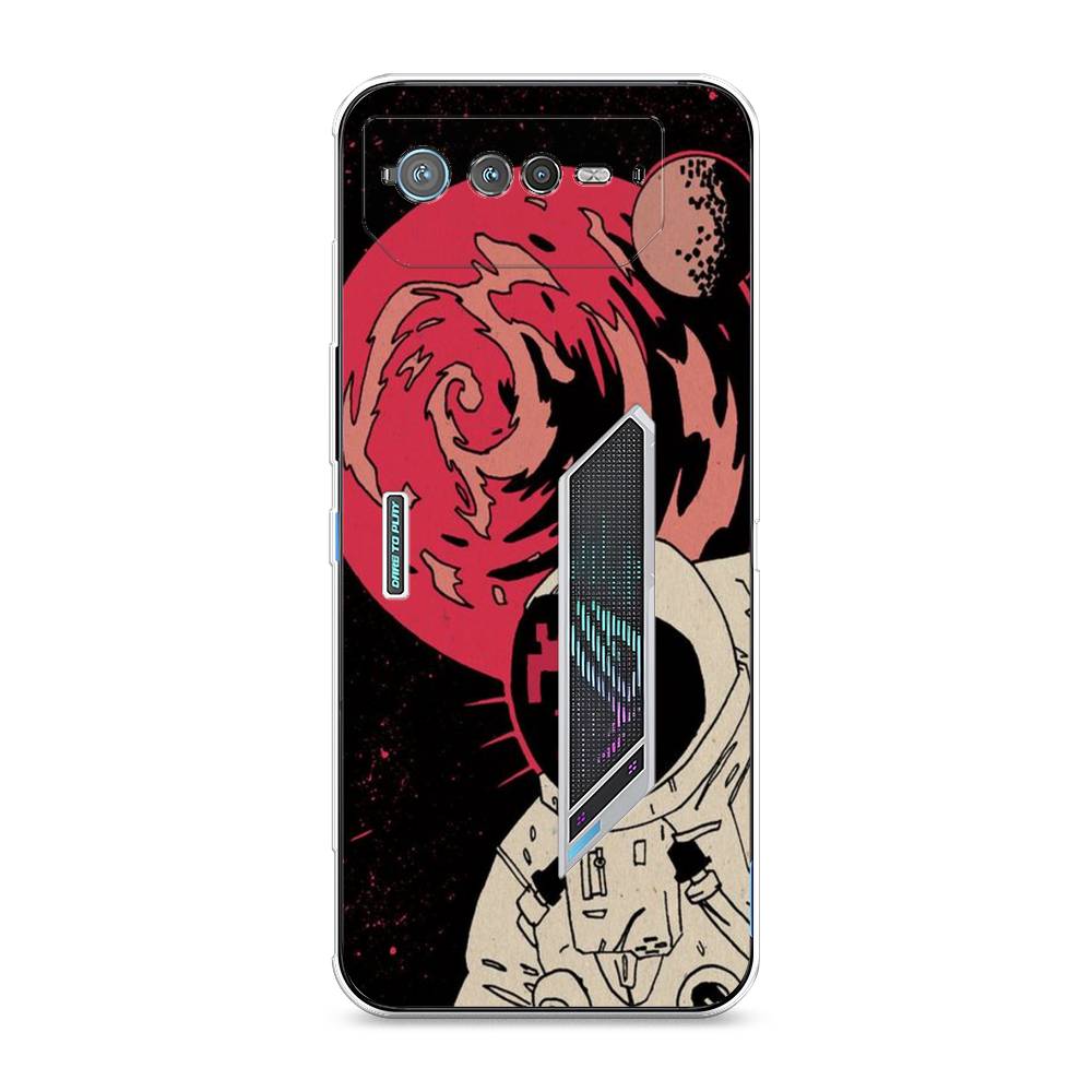 

Чехол для Asus ROG Phone 6 "Космонавт возле Марса", Черный;красный, 44650-2