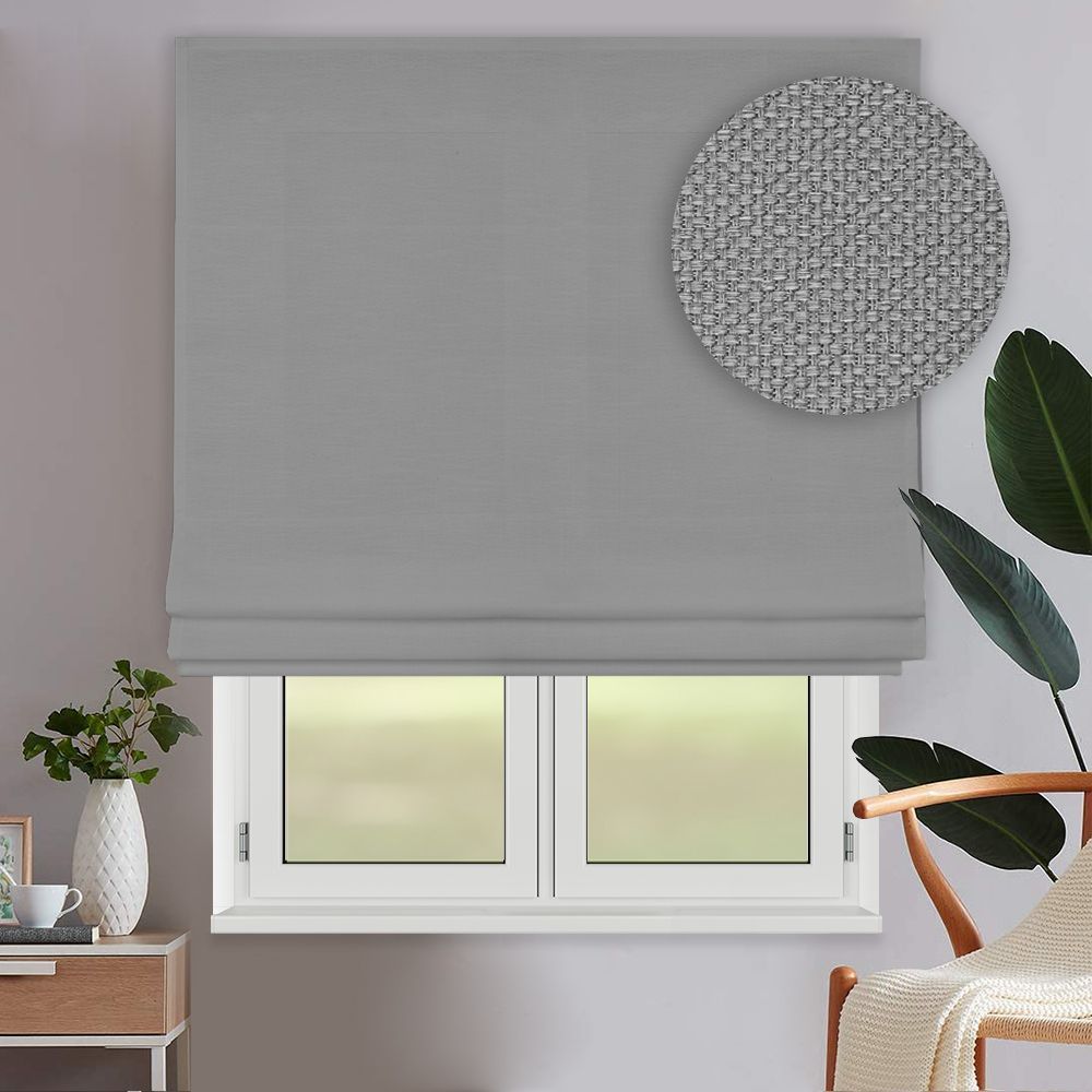 Римская штора OLEXDECO Монро Blackout Dim-out Cерый 160х170 см, с кордовым карнизом