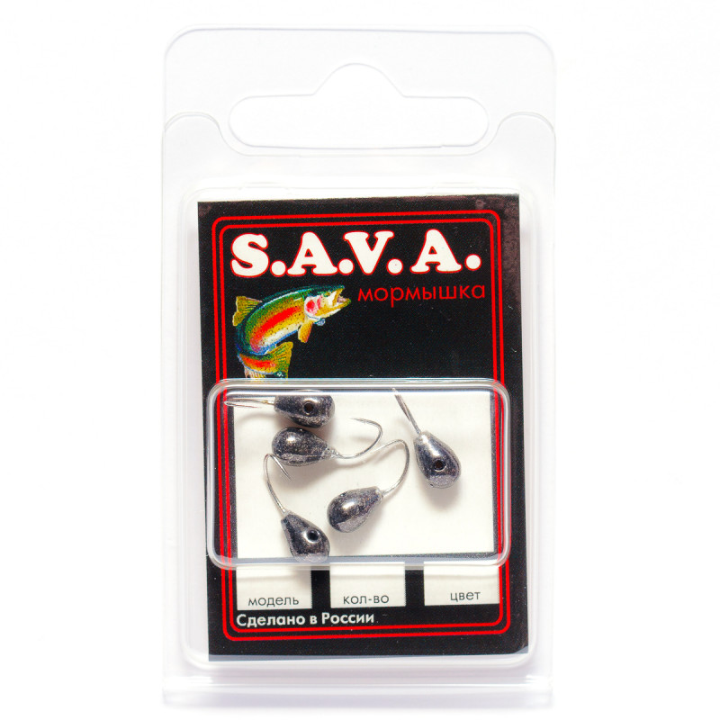 Мормышка S.A.V.A Капля с отверстием, черный никель, 4.5 мм