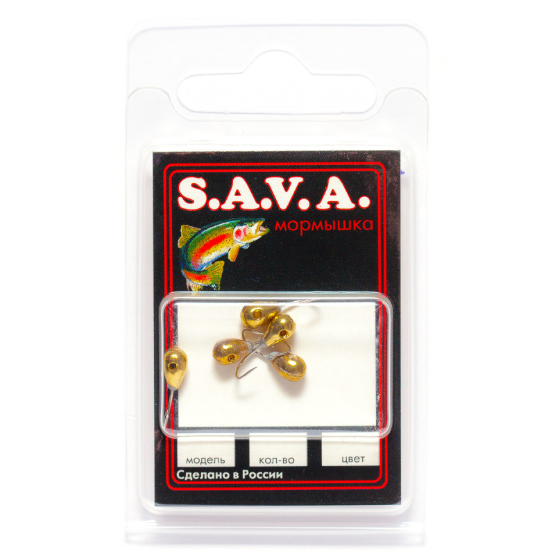 фото Мормышка s.a.v.a капля с отверстием, золото, 4 мм sava
