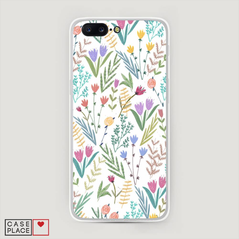 

Чехол Awog на OnePlus 5 / ВанПлас 5 "Полевые цветы рисунок", Белый;зеленый, 150250-8