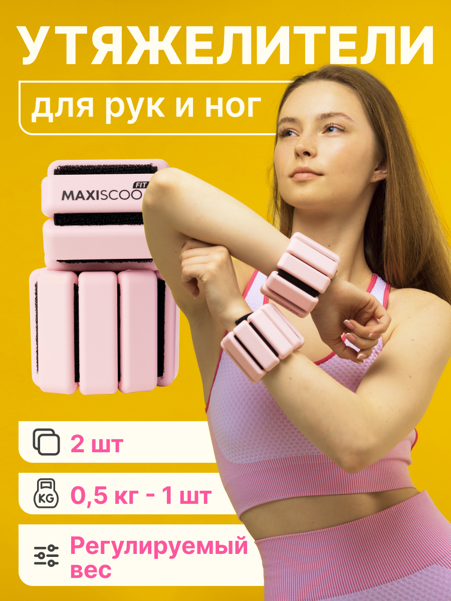 Утяжелители для рук и ног с рег. весом MAXISCOO FIT, 0,5 кг, 2 шт MSF-XN-230723-205-PN