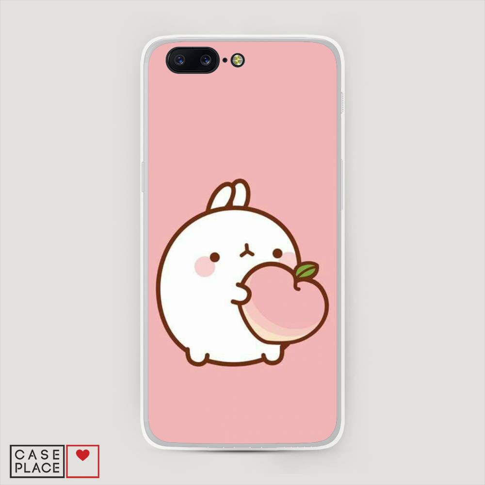 

Чехол Awog на OnePlus 5 / ВанПлас 5 "Кролик с персиком", Розовый;бежевый, 150250-1