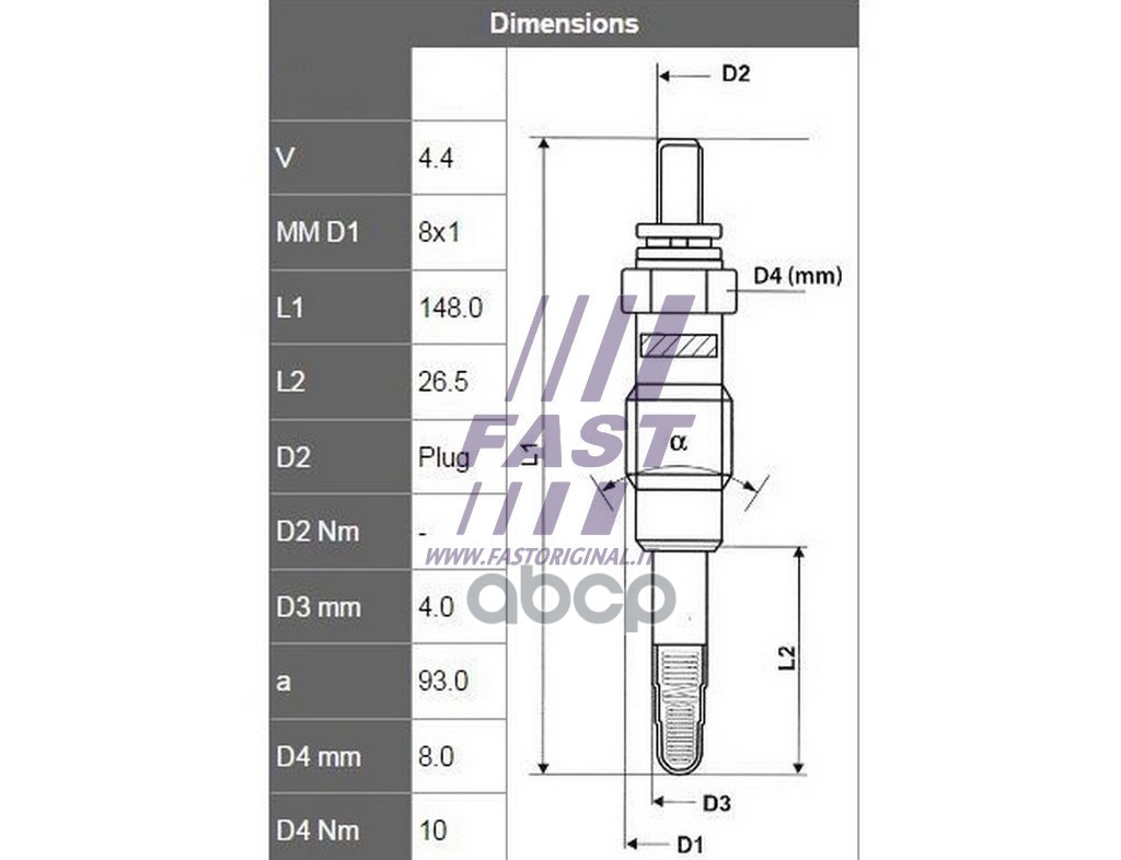 Fast Ft82754 Свеча Накала Mercedes Sprinter 06 200/320/420Cdi 04