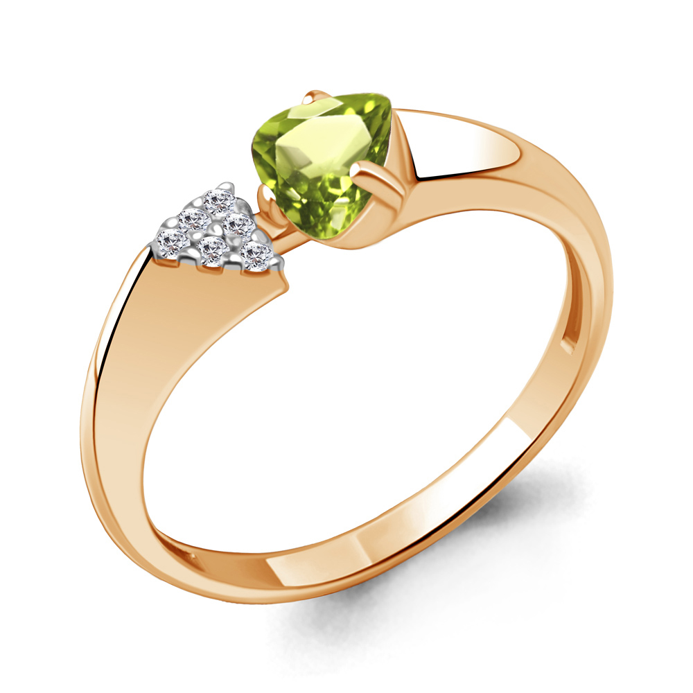 

Кольцо из серебра с хризолитом\фианитом Aquamarine Aquamarine 6961507А_925_з р, 6961507А_925_з