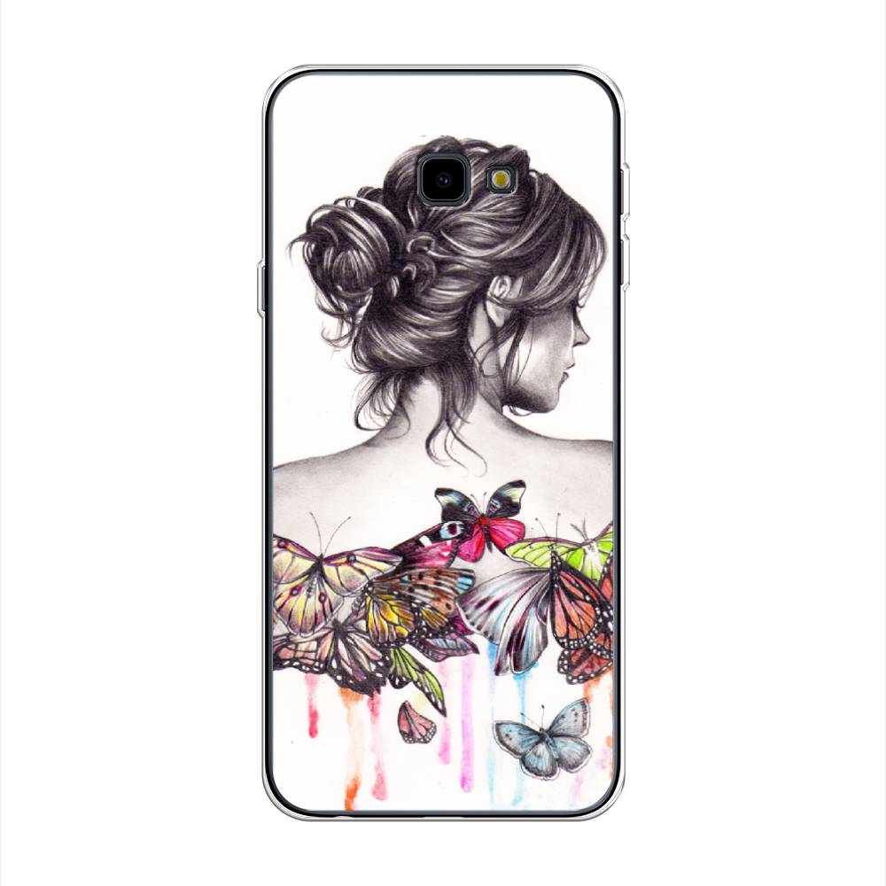 фото Чехол awog "девушка с бабочками" для samsung galaxy j4 +