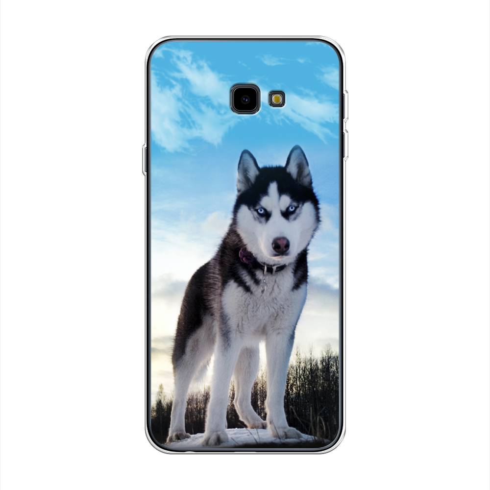 

Чехол Awog на Samsung Galaxy J4 + "Хаски 3", Белый;черный;голубой, 26850-2