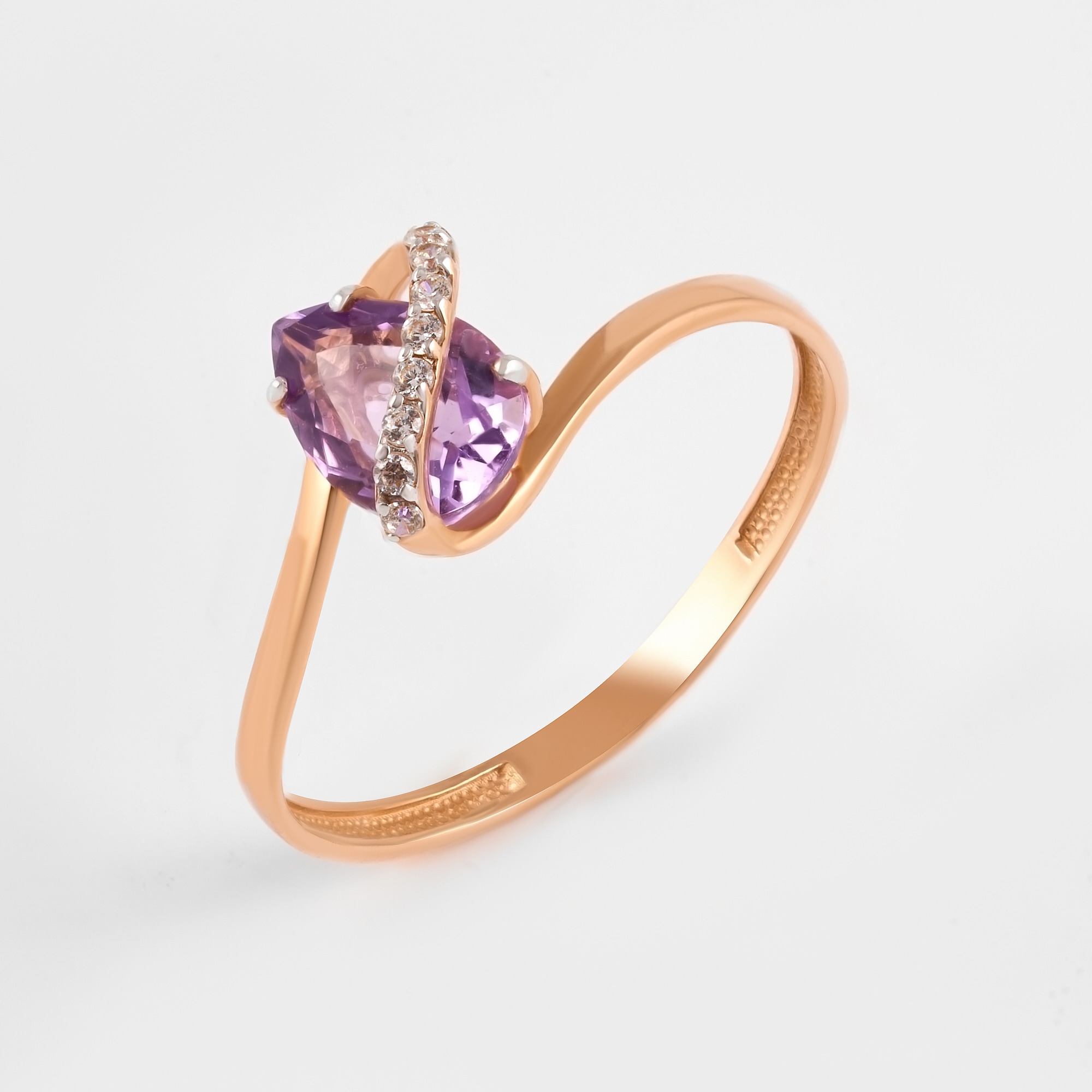 

Кольцо из красного золота с аметистом/фианитом р. 18 НАШЕ ЗОЛОТО ЮПК13410598ам, ЮПК13410598ам