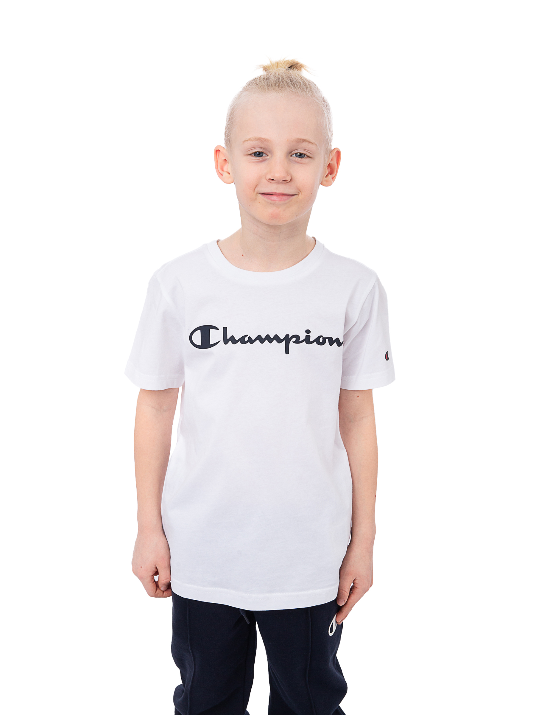 

Футболка детская Champion Crewneck T-Shirt, белый, 128, Crewneck T-Shirt