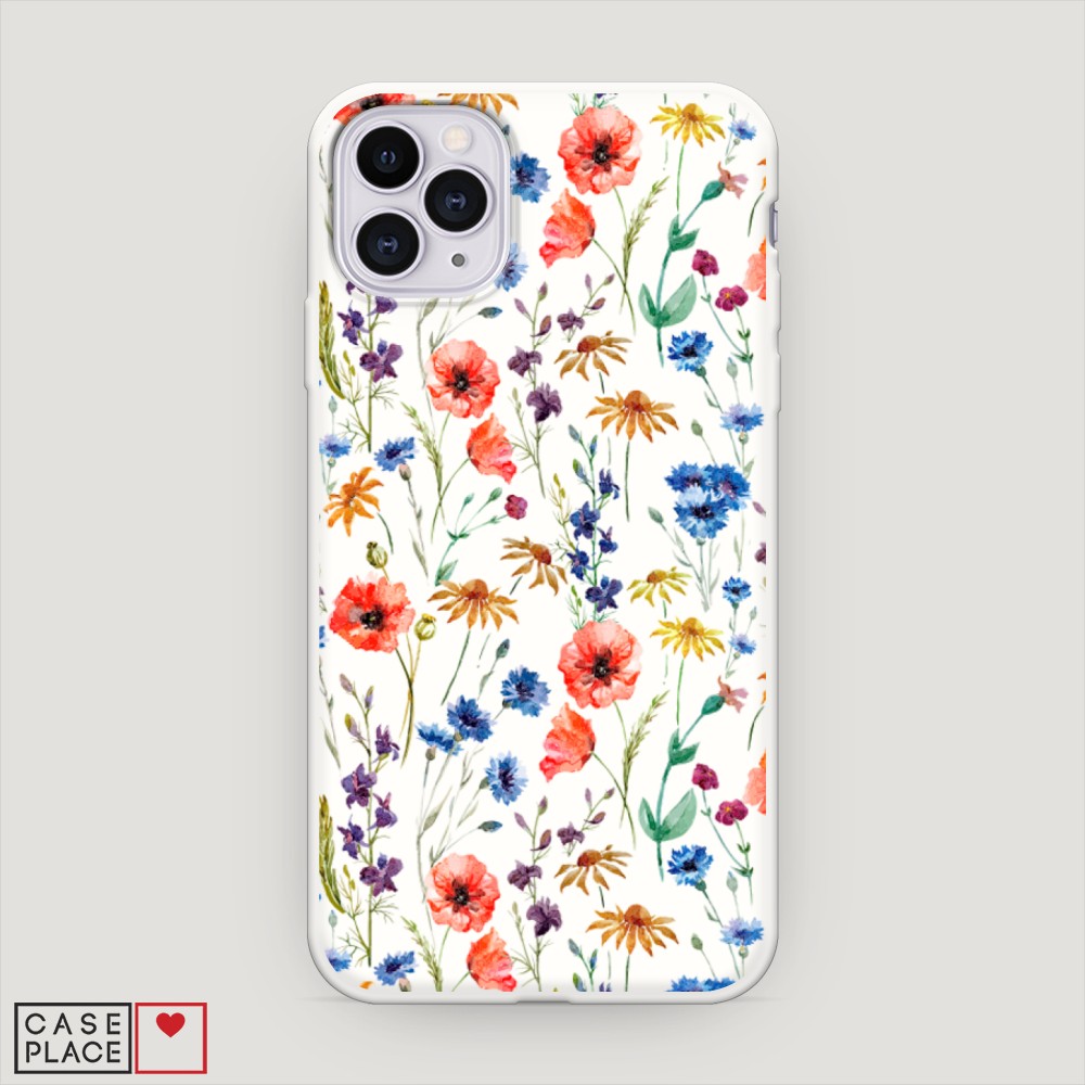 

Матовый силиконовый чехол "Маки и васильки фон" на Apple iPhone 11 Pro, 12357-1