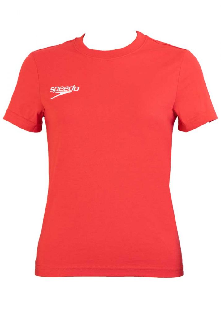 Футболка детская Speedo Junior Small Logo T-Shirt red, красный, 128