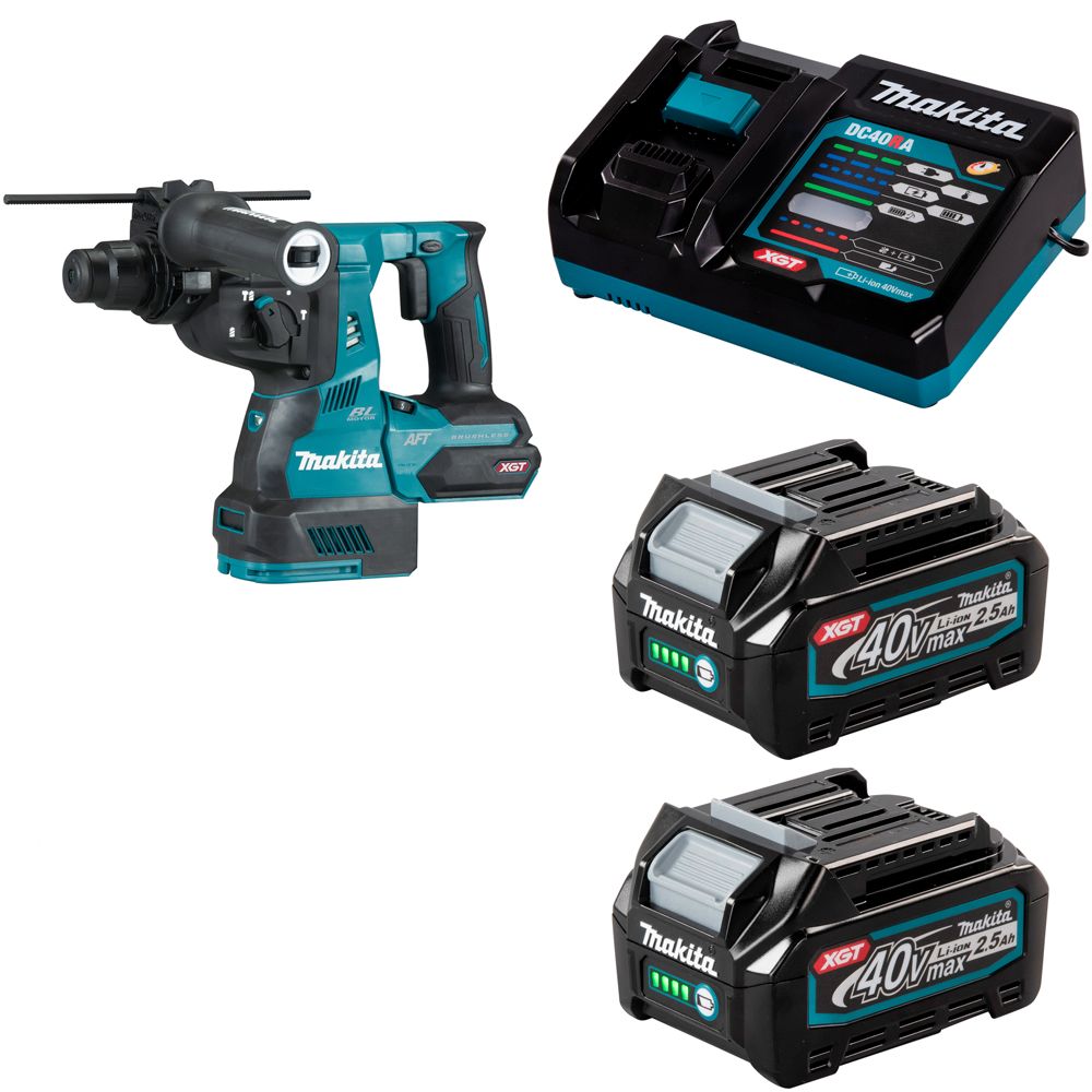 Перфоратор аккумуляторный Makita HR001GD201 SDS+ 3,2Дж 40В Li-Ion 2х2,5Ач, з/у