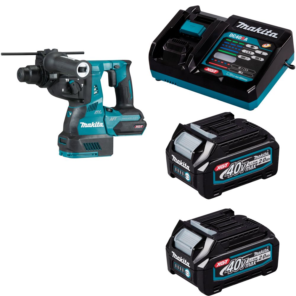 фото Перфоратор аккумуляторный makita hr001ga201 sds+ 3,2дж 40в li-ion 2х2ач, з/у