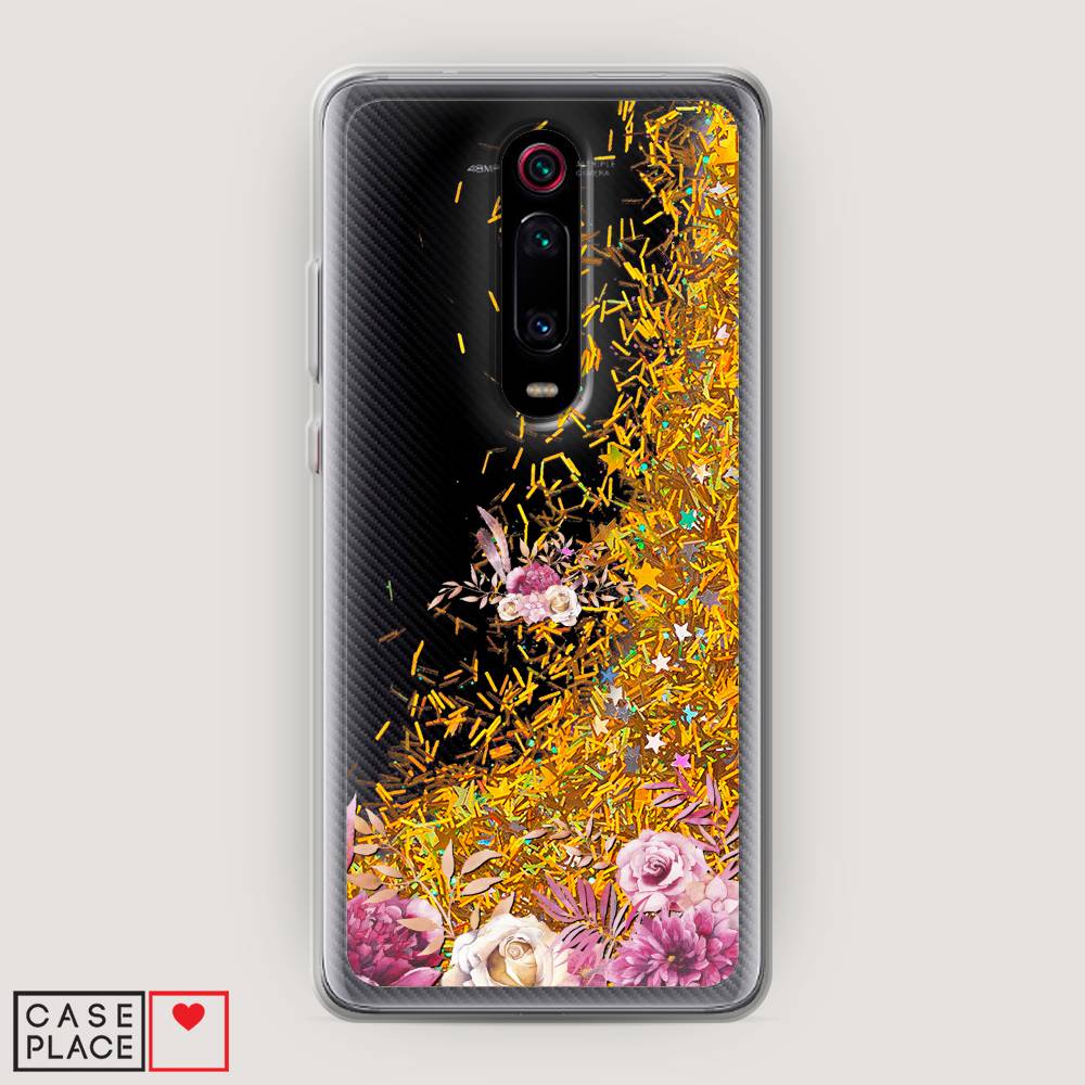 

Жидкий чехол с блестками "Нежные розовые цветы" на Xiaomi Mi 9T Pro, 35890-1