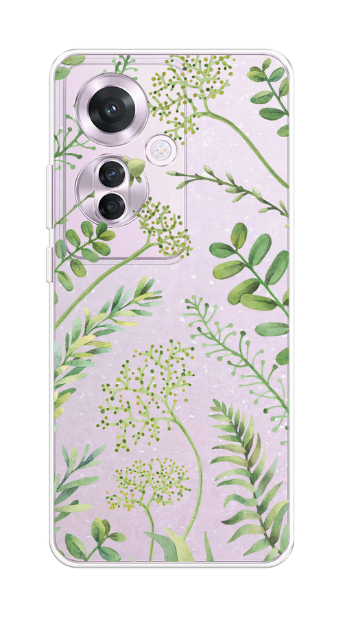 

Чехол на Oppo Reno 11F "Green Leaves", Зеленый;прозрачный, 2516650-1