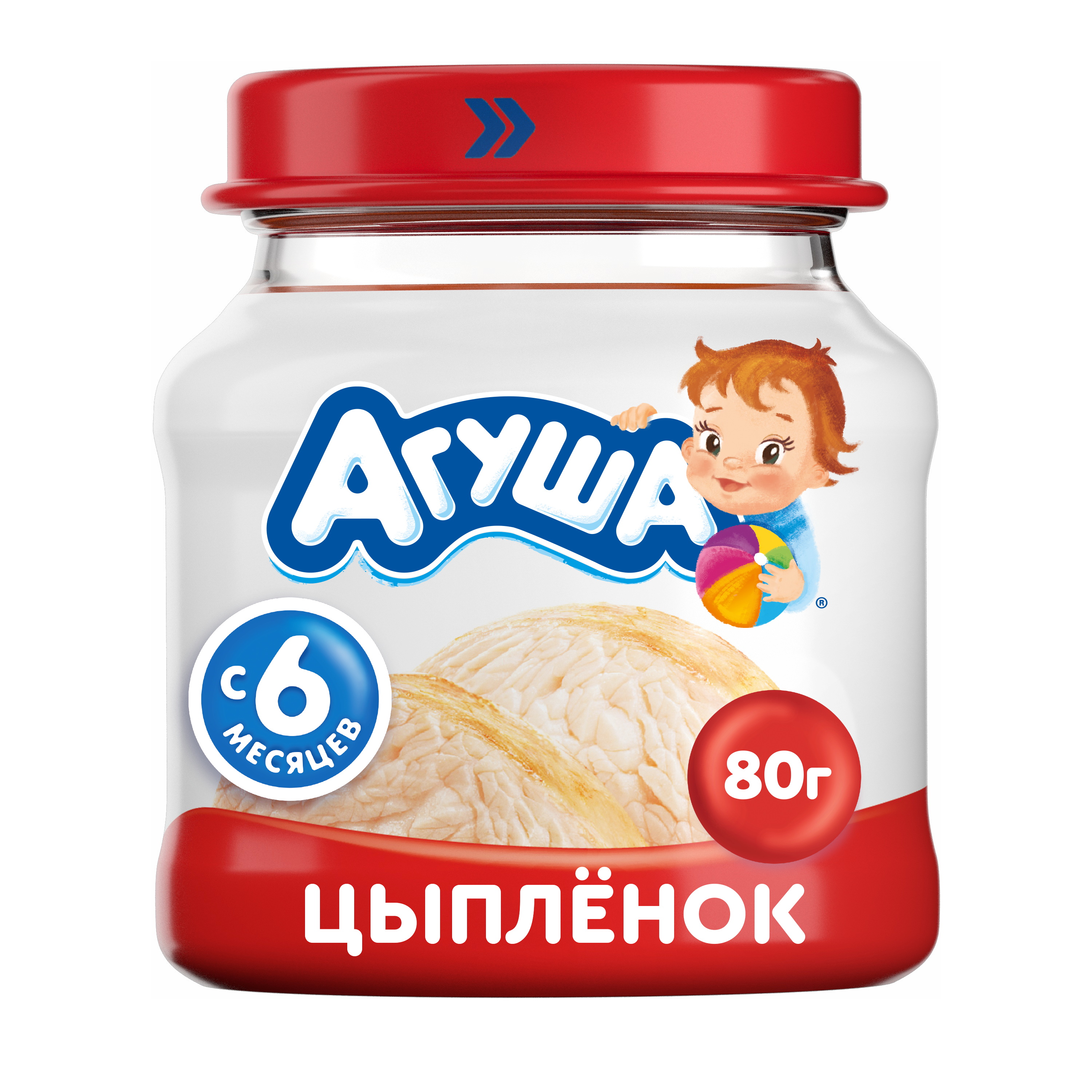 Пюре мясное Агуша Цыпленок с 6 мес. 80 г, 1 шт.