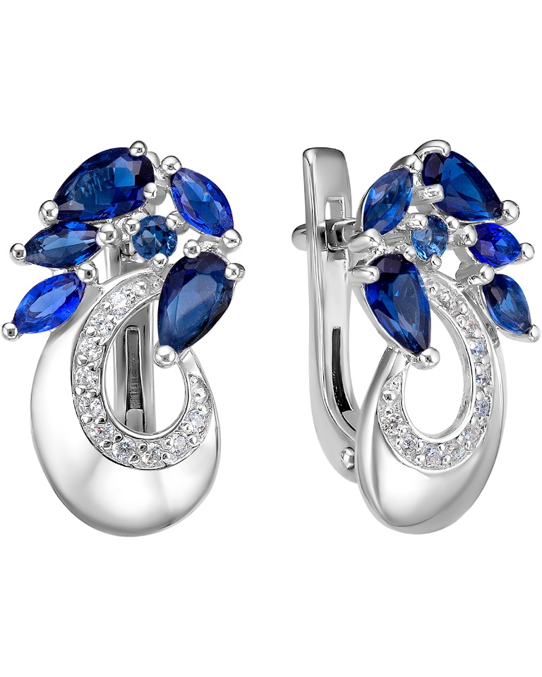 

Серьги из серебра с кристаллом ювелирным/фианитом Main Dizzain 2-130, 2-130