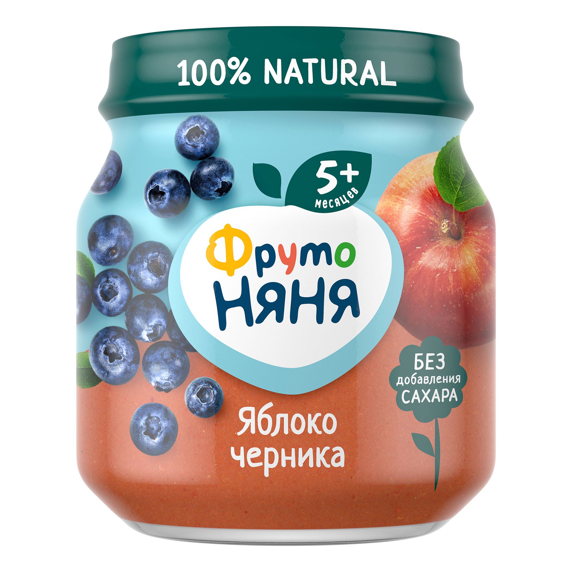 

Пюре фруктовое ФрутоНяня из яблок и черники с 5 мес. 100 г, 1 шт., Яблоко-черника