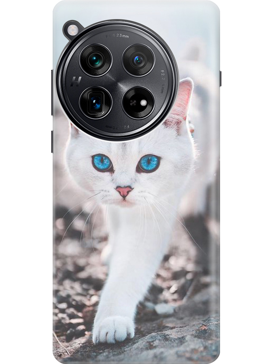 

Силиконовый чехол на OnePlus 12 с рисунком "Голубоглазый кот", Белый;серый;синий, 20012114