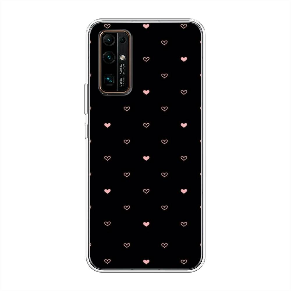 

Чехол Awog на Honor 30 "Черный фон и сердечки", Розовый;серый;черный, 612150-3