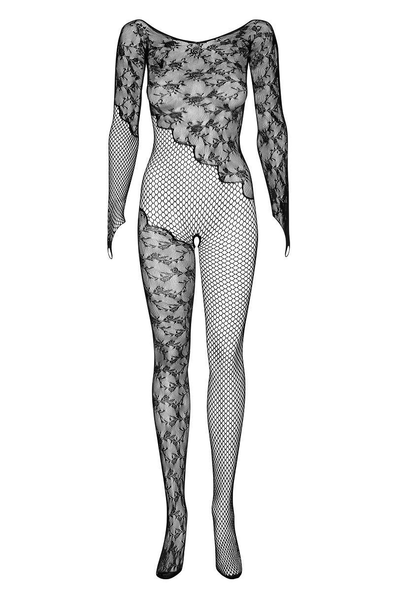 

Комбинезон из сетки и кружев, Черный, F210 bodystocking