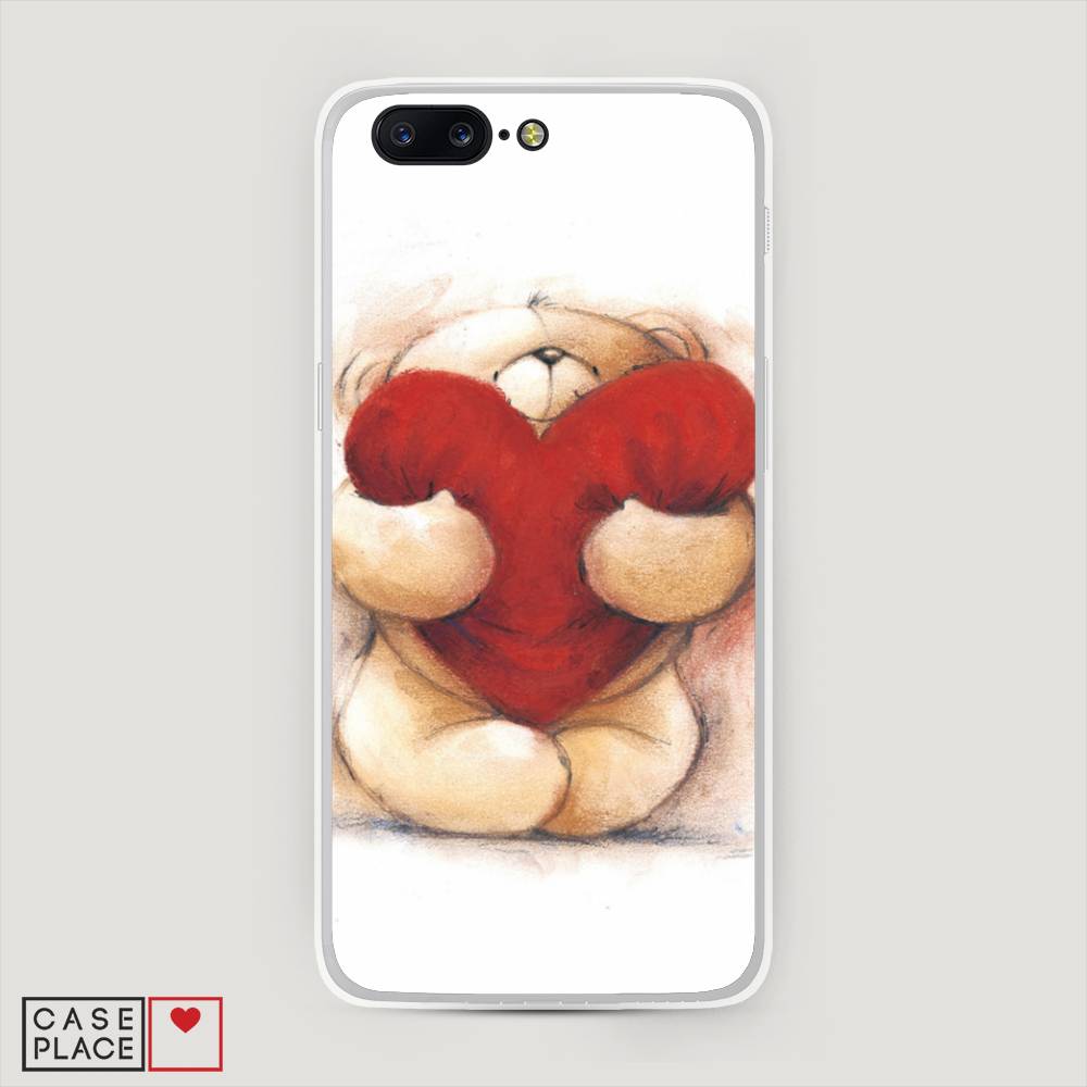 

Чехол Awog на OnePlus 5 / ВанПлас 5 "Мишка с сердцем 1", Белый;красный;бежевый, 150250-6