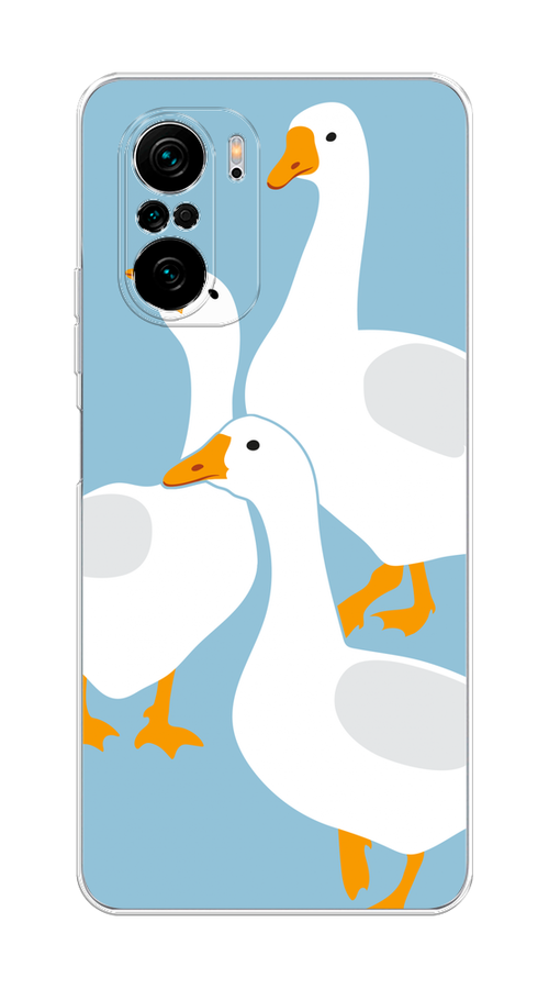 

Чехол на Poco F3, Xiaomi Redmi K40/Mi 11i "Гусиное трио", Голубой;белый;серый;желтый, 310950-1