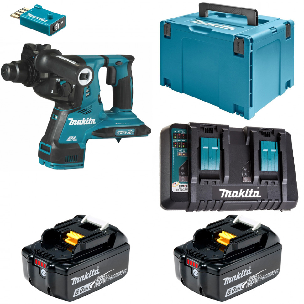 Перфоратор аккумуляторный Makita DHR282JUPGE SDS+ 2,8Дж 36В Li-Ion 2х6Ач, з/у