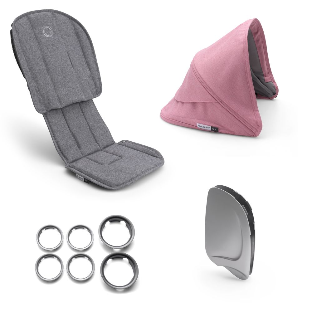 фото Комплект для коляски bugaboo ant grey melange-pink melange, серый меланж, розовый меланж