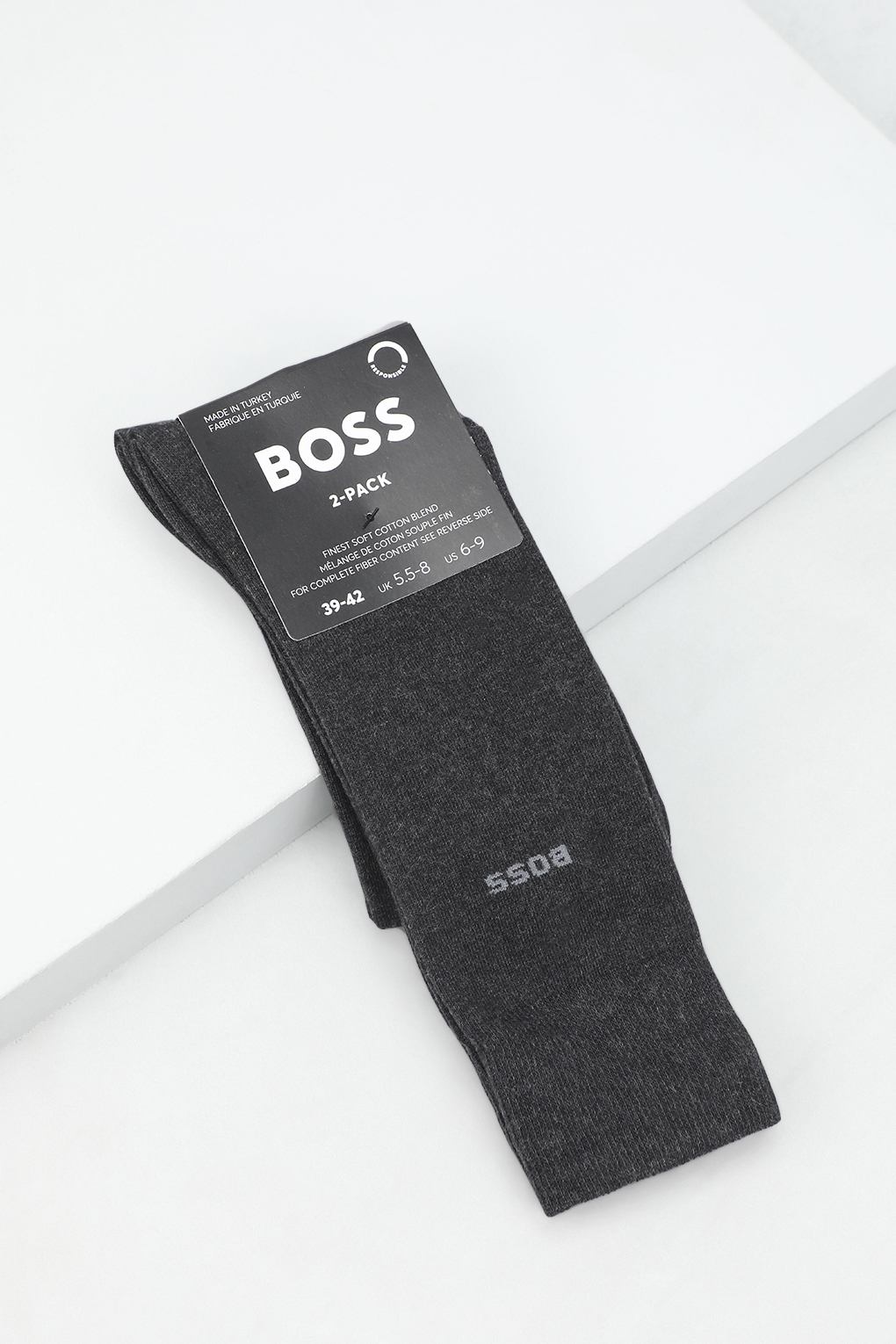 Комплект носков мужских Boss 50516616 серых 43-46 2 пары 2390₽