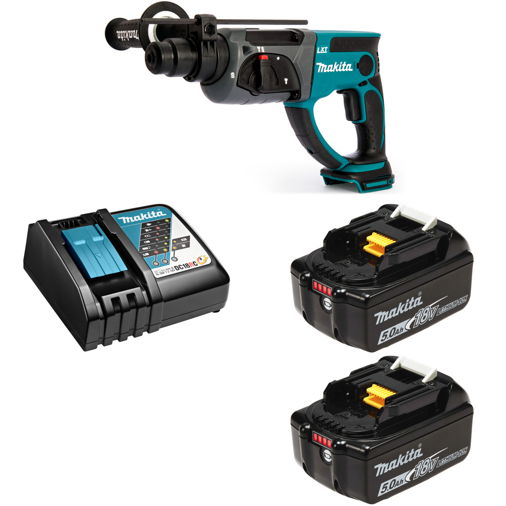 

Перфоратор аккумуляторный Makita DHR202RTE SDS+ 1,9Дж 18В Li-Ion 2х5Ач, з/у, DHR202RTE