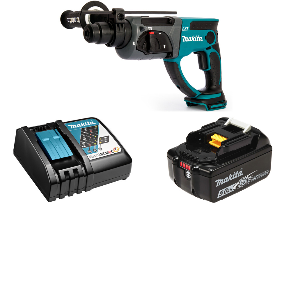 фото Перфоратор аккумуляторный makita dhr202rt sds+ 1,9дж 18в li-ion 1х5ач, з/у