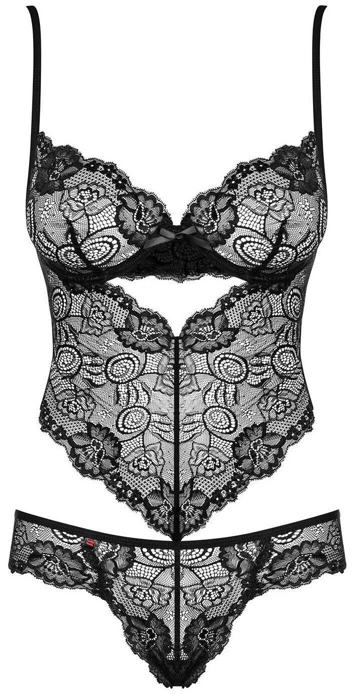 

Роскошный кружевной тедди Alluria (L-XL), Черный, Alluria