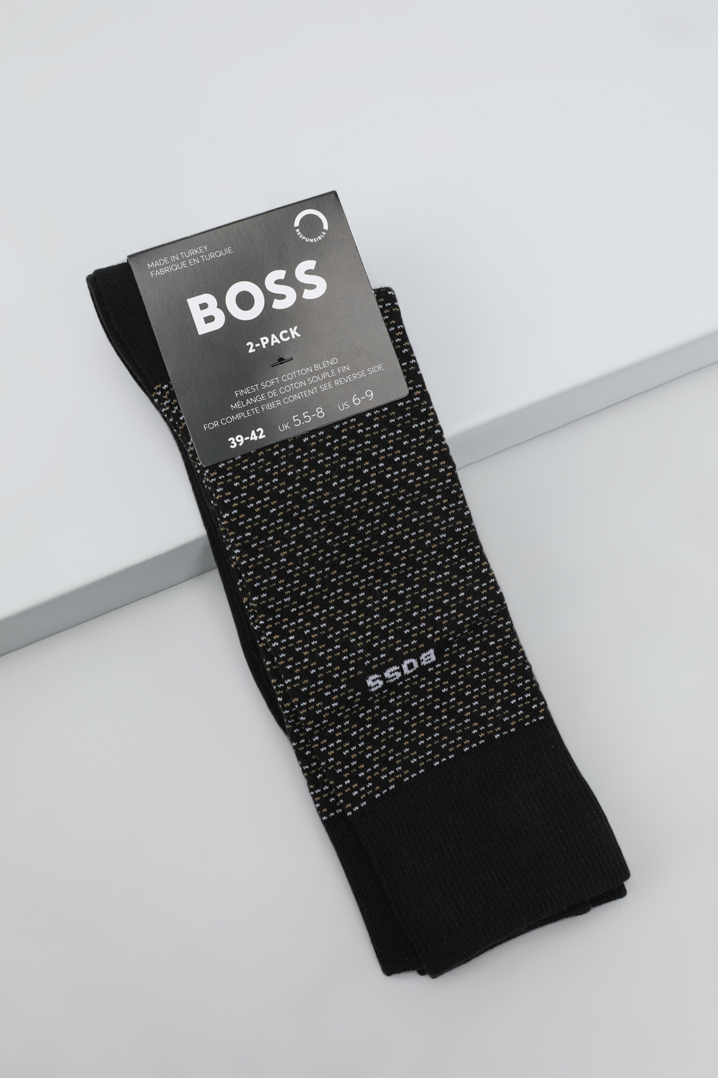 Комплект носков мужских Boss 50516389 черных 43-46 2 пары 2390₽