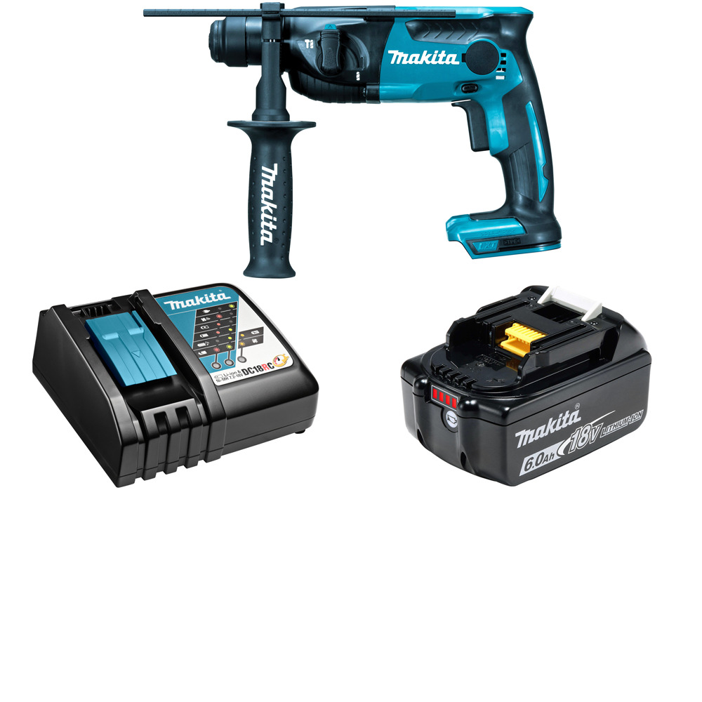 

Перфоратор аккумуляторный Makita DHR165RG SDS+ 1,3Дж 18В Li-Ion 1х6Ач, з/у, DHR165RG