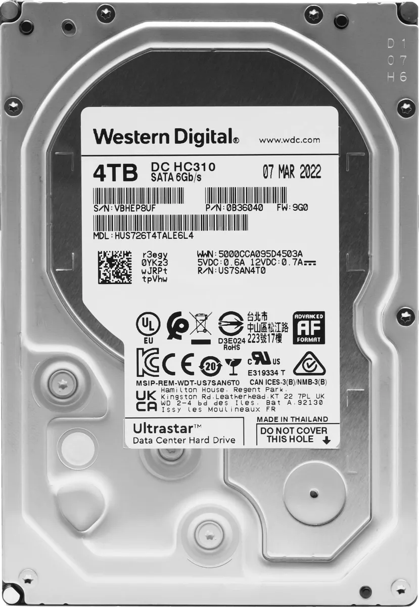 

Жесткий диск WD Ultrastar DC HC310 4 ТБ (HUS726T4TALE6L4), Ultrastar DC HC310